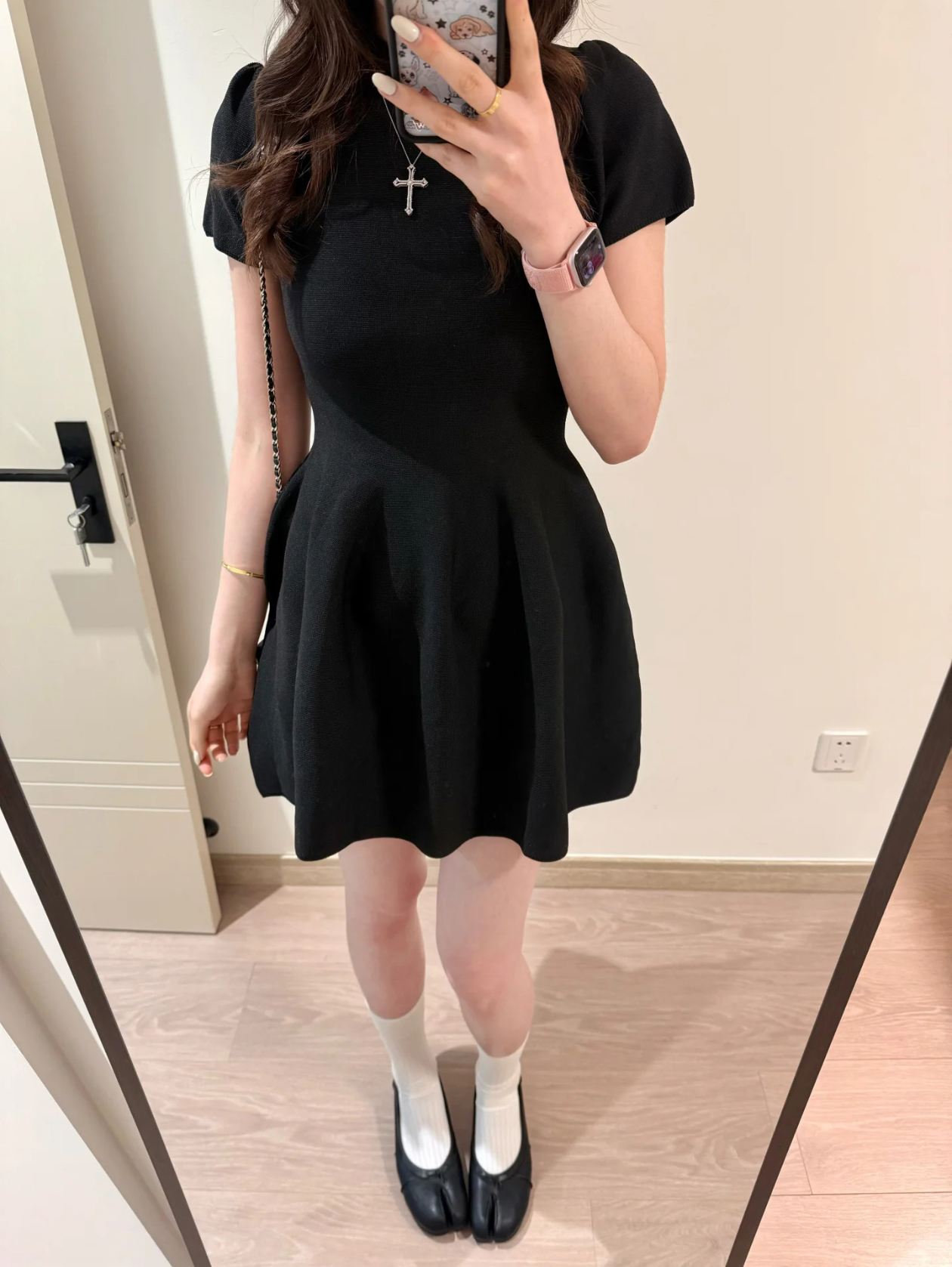 Black Waist-Cinching Knit Dress Women Summer Slimming Short Sleeve Short Dress - Style 439bc6 - Image 4
