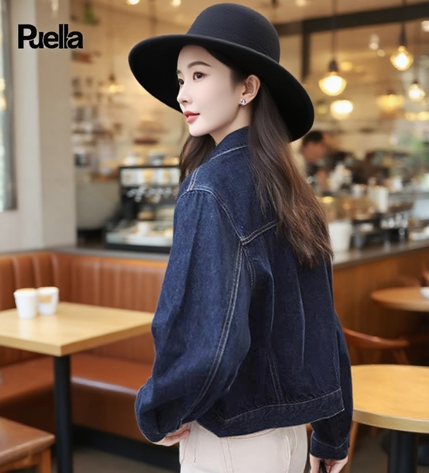 Korean Style Trendy High-End Retro Loose All-Match Dark Blue Denim Jacket - Image 3