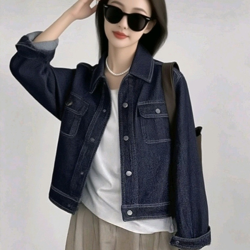 New Comfortable Fashionable Versatile Petite Slimming Loose Casual Denim Jacket - Image 3