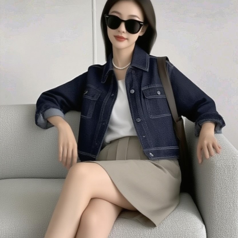 New Comfortable Fashionable Versatile Petite Slimming Loose Casual Denim Jacket - Image 4