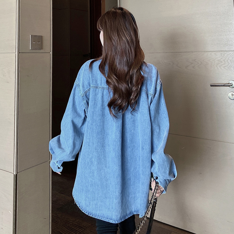 New Korean Style Loose Fit Denim Shirt Women Long Sleeve - Image 3