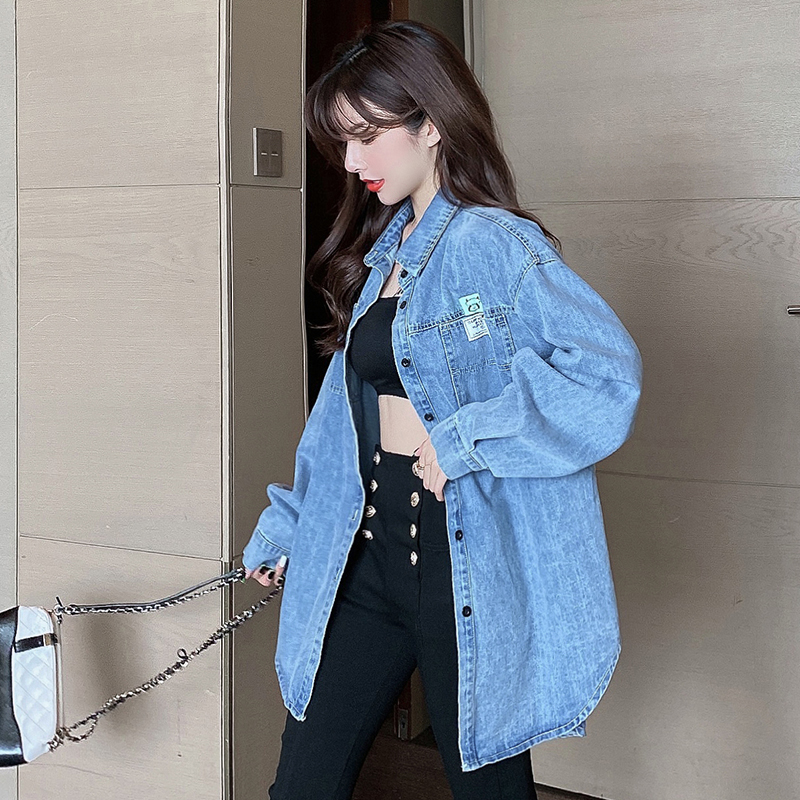 New Korean Style Loose Fit Denim Shirt Women Long Sleeve - Image 5