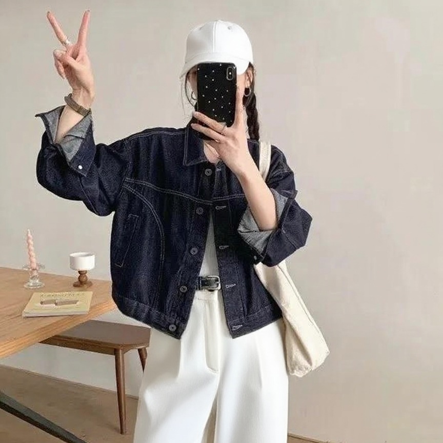 New Korean Style Spring Autumn Casual Loose Versatile Denim Jacket for Women
