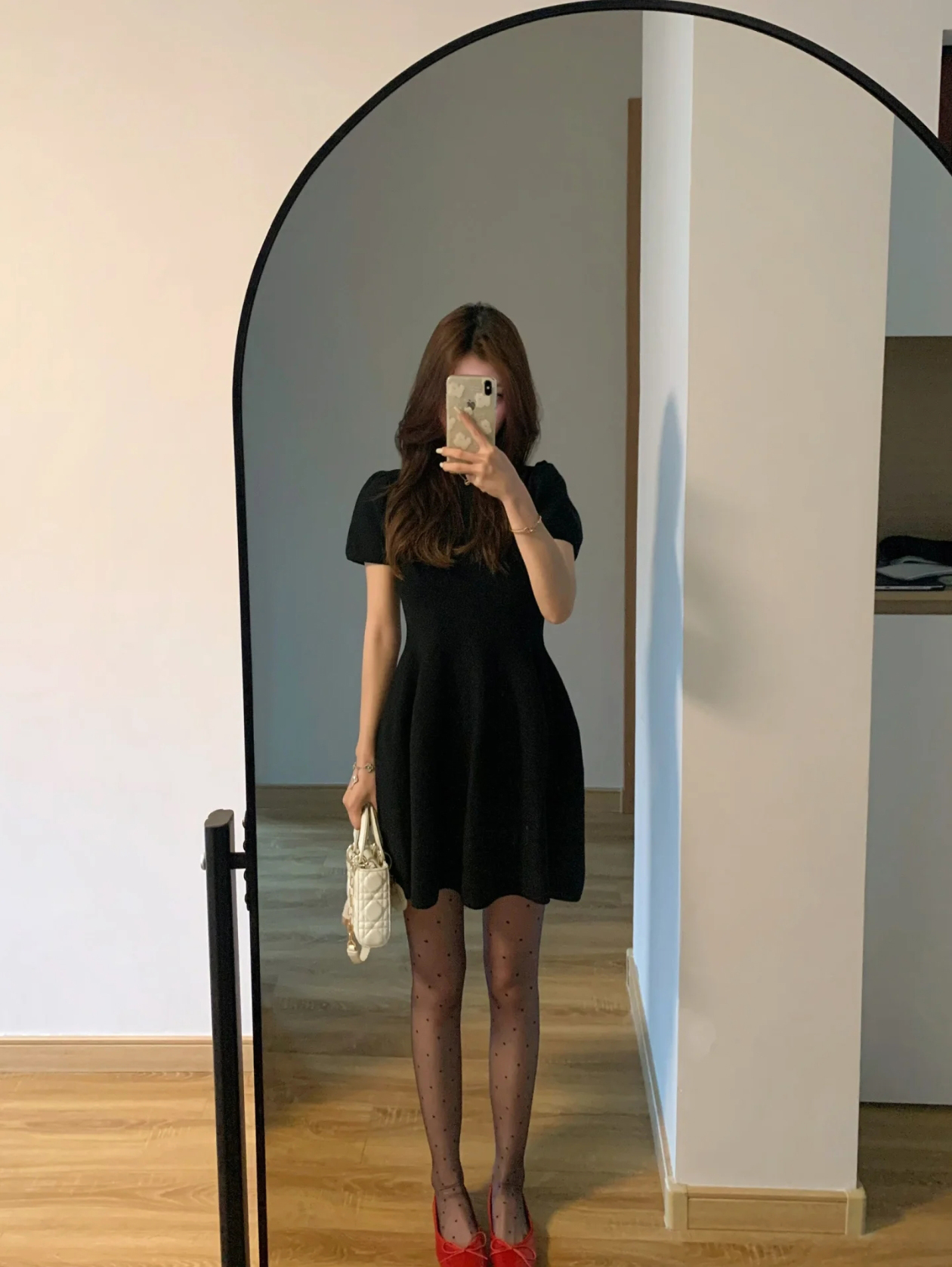 Summer Premium Knit Short Sleeve Dress Women Petite Waist Slimming Puffball Elegant Little Black Dress - Image 3