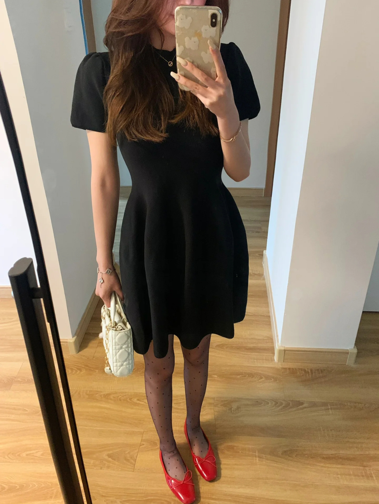 Summer Premium Knit Short Sleeve Dress Women Petite Waist Slimming Puffball Elegant Little Black Dress - Image 4
