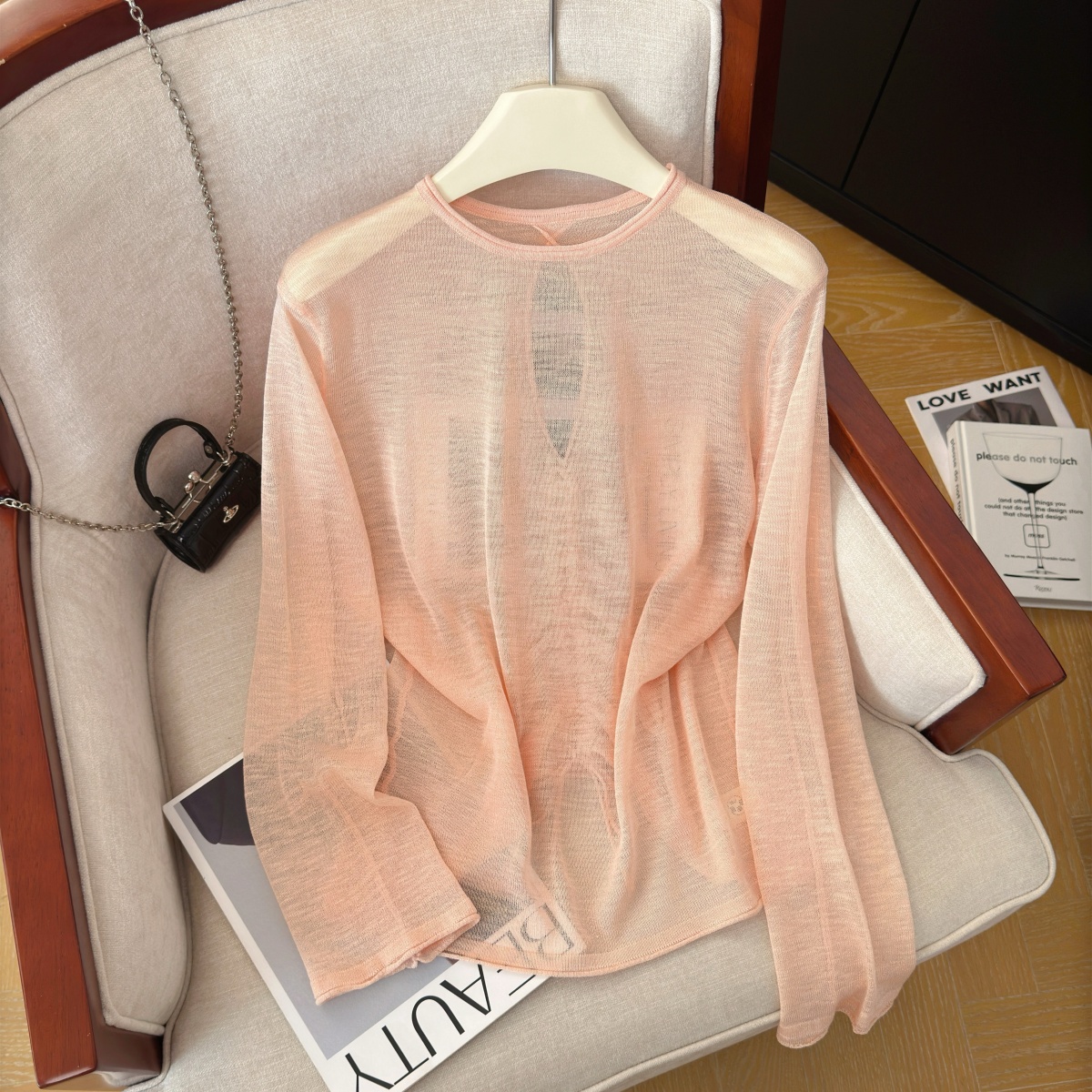 Women Summer Open Back Drawstring Sun Protection Top Thin Long Sleeve