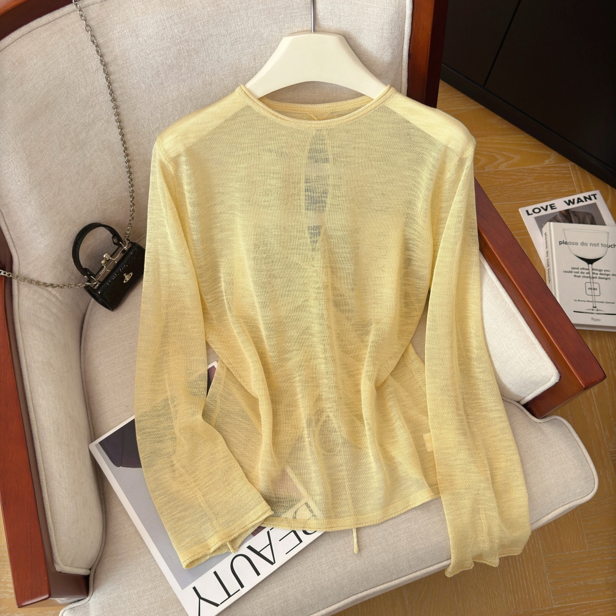 Women Summer Open Back Drawstring Sun Protection Top Thin Long Sleeve - Image 3