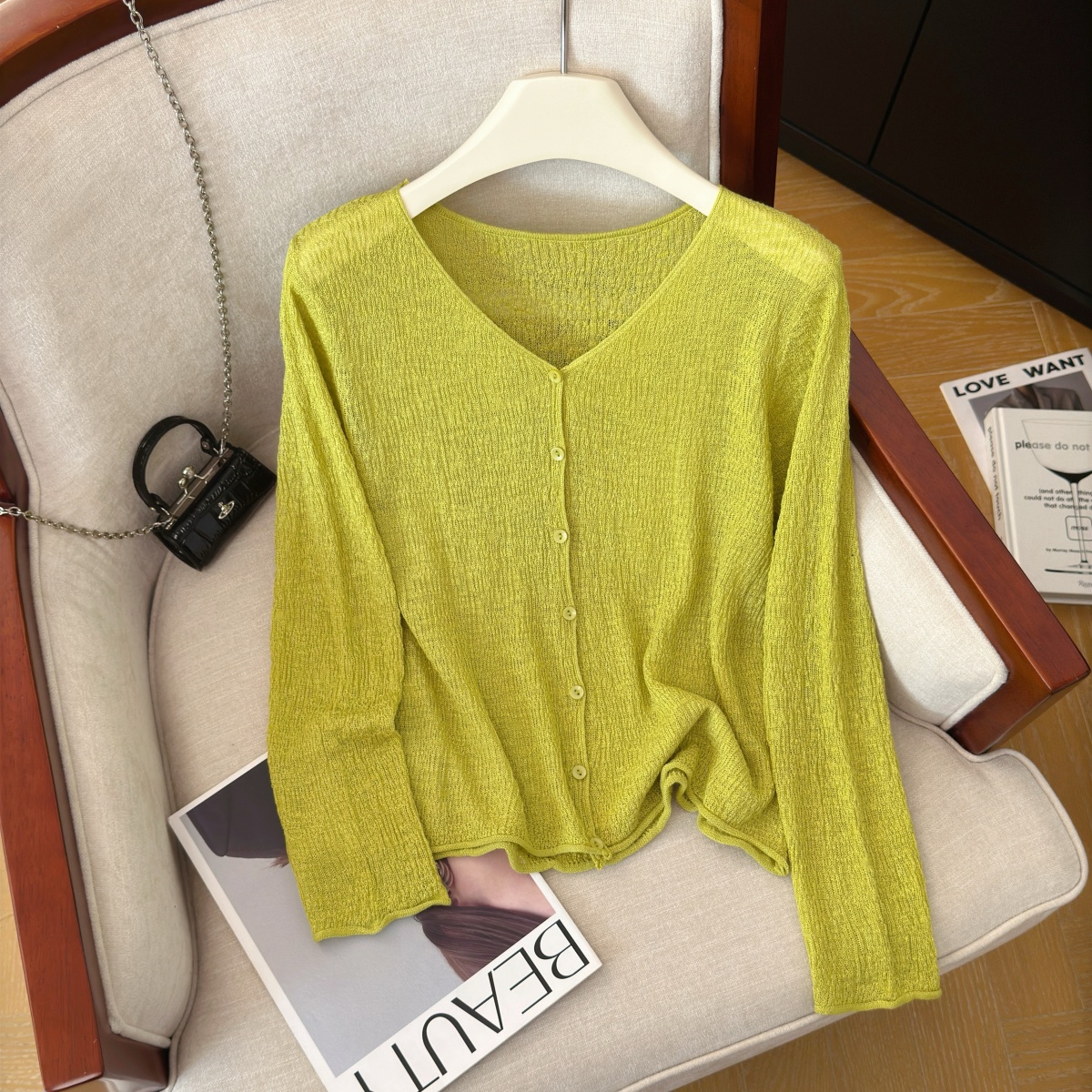Women's Lightweight Knit Sun Protection Cardigan Summer Loose Solid Color Shirt - Image 4