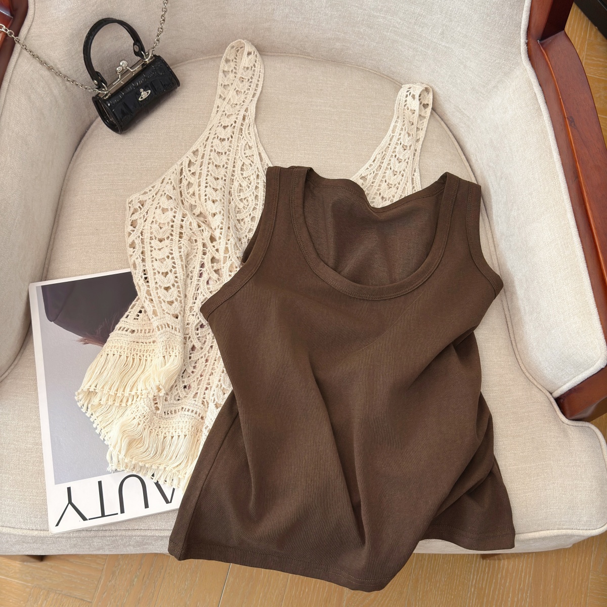 Women's Summer Knit Cami Two-Piece Set with Tassel Trim - Image 2