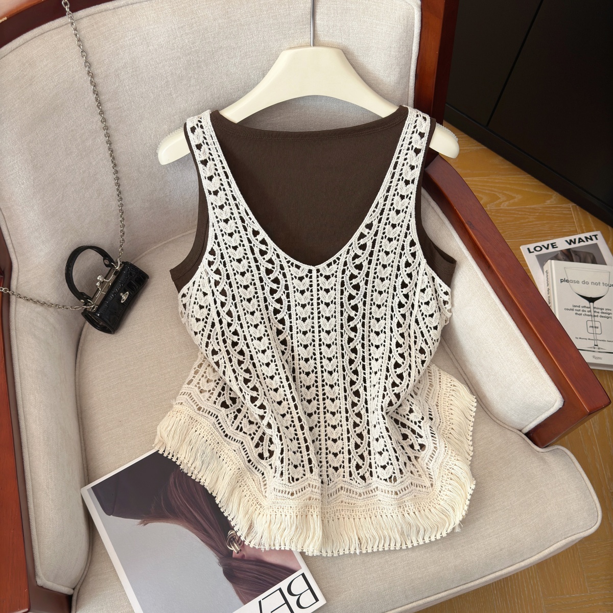 Women's Summer Knit Cami Two-Piece Set with Tassel Trim - Image 5